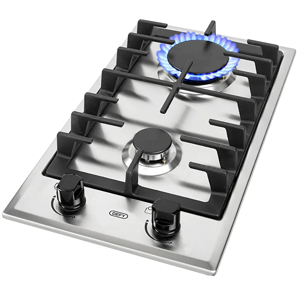 Defy Domino two burner stainless steel gas hob